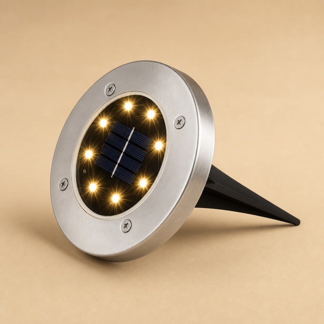 Spot Solaire de Sol Encastrable 8 LED – 4 pièces – Éclairage d'Allée & Jardin
