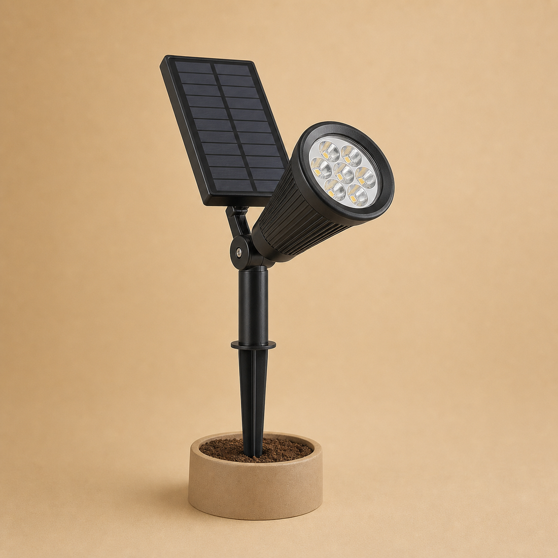 Spot Solaire Extérieur 9 LED – 1 pièce – Projecteur de Jardin Orientable IP65