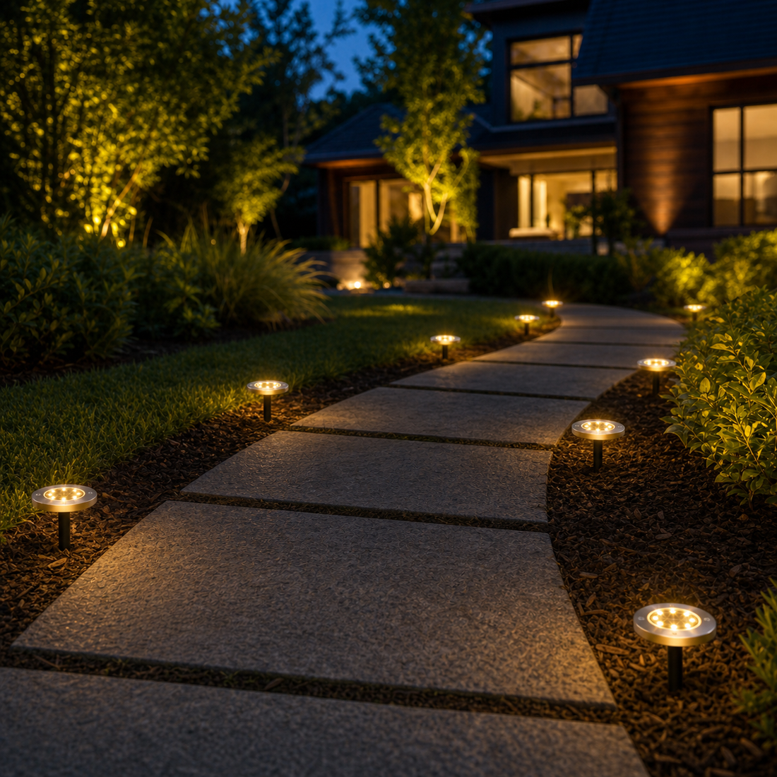 Spot Solaire de Sol Encastrable 8 LED – 4 pièces – Éclairage d'Allée & Jardin