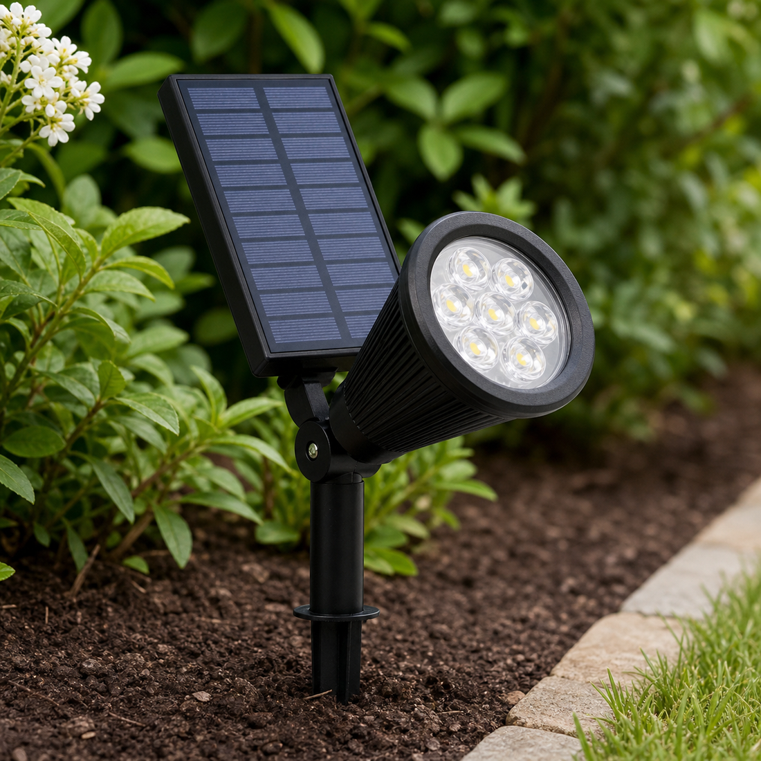 Spot Solaire Extérieur 9 LED – 1 pièce – Projecteur de Jardin Orientable IP65
