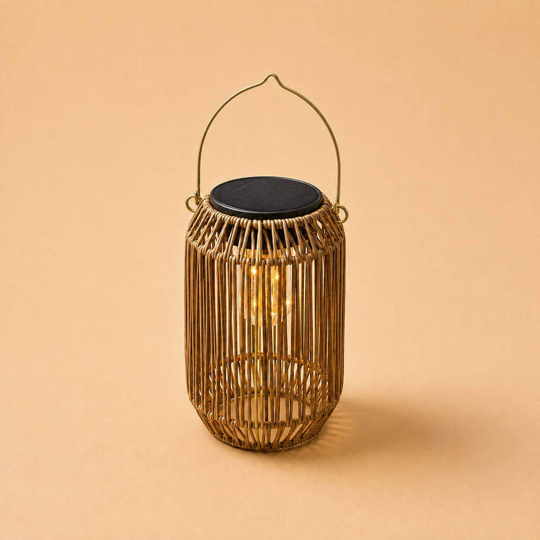 Lanterne Solaire Bohème – Suspension Tressée Effet Rotin