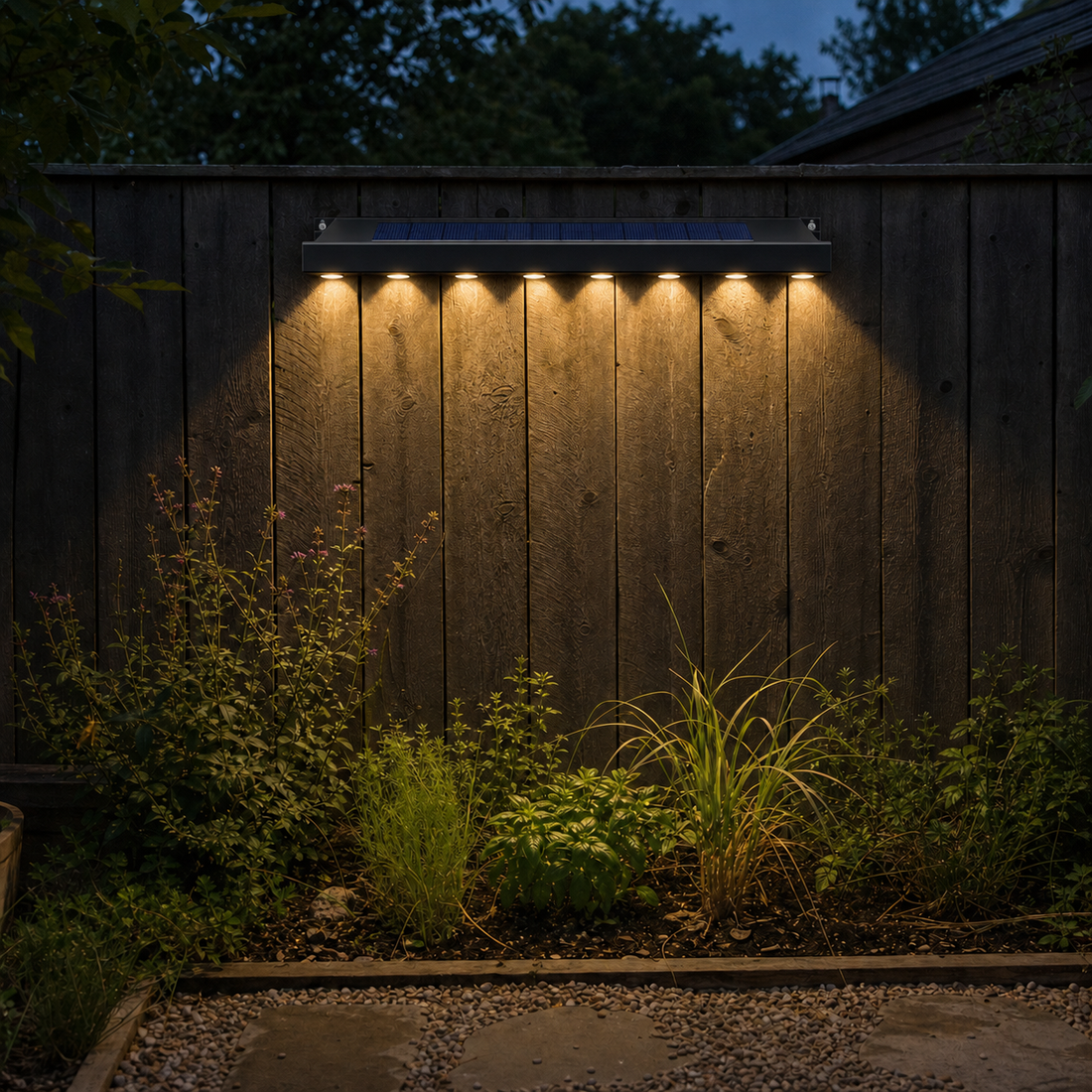 Applique solaire linéaire 8 LED - Mur, enseigne & numéro de porte
