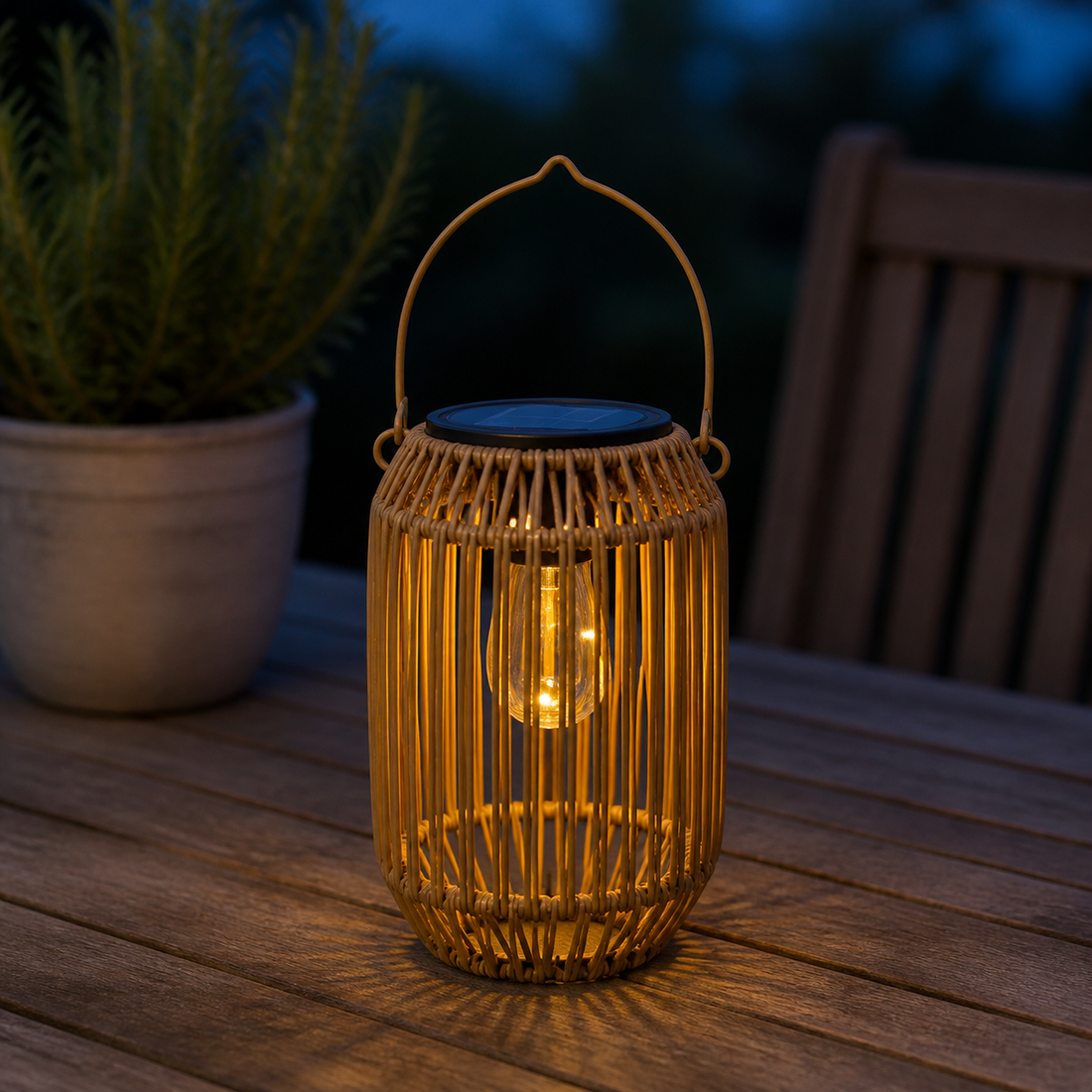 Lanterne Solaire Bohème – Suspension Tressée Effet Rotin
