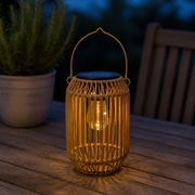 Lanterne Solaire Bohème – Suspension Tressée Effet Rotin