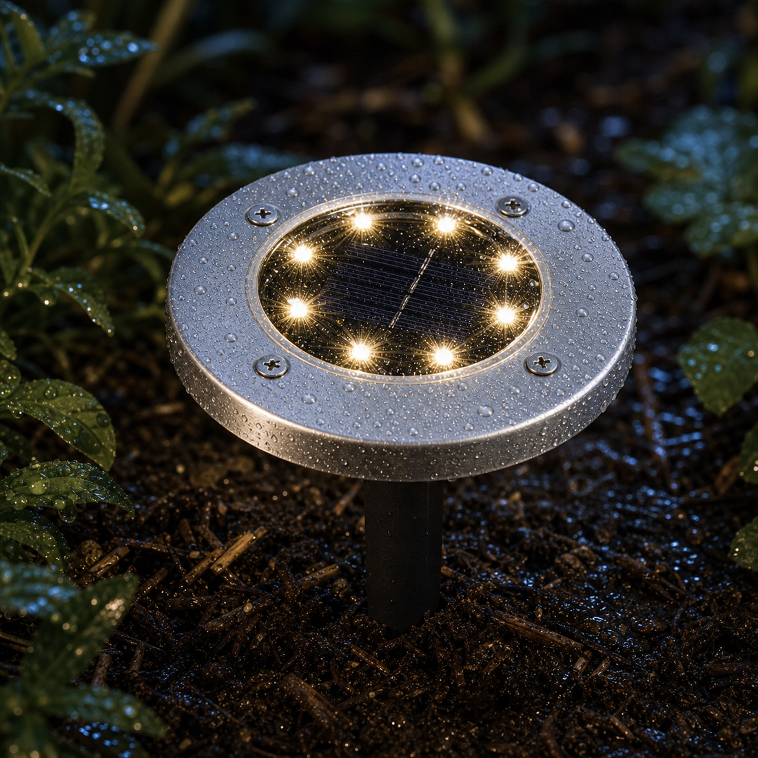 Spot Solaire de Sol Encastrable 8 LED – 4 pièces – Éclairage d'Allée & Jardin