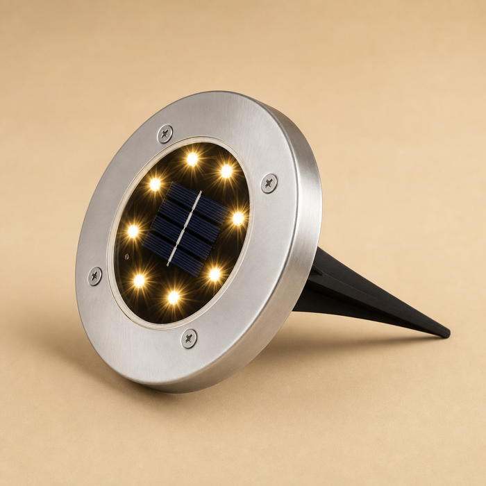 Spot Solaire de Sol Encastrable 8 LED – Éclairage d'Allée & Jardin
