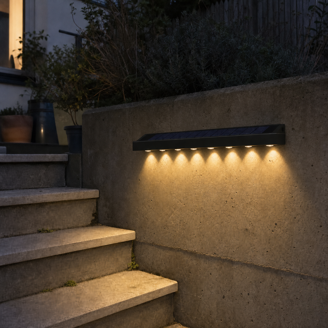 Applique solaire linéaire 8 LED - Mur, enseigne & numéro de porte