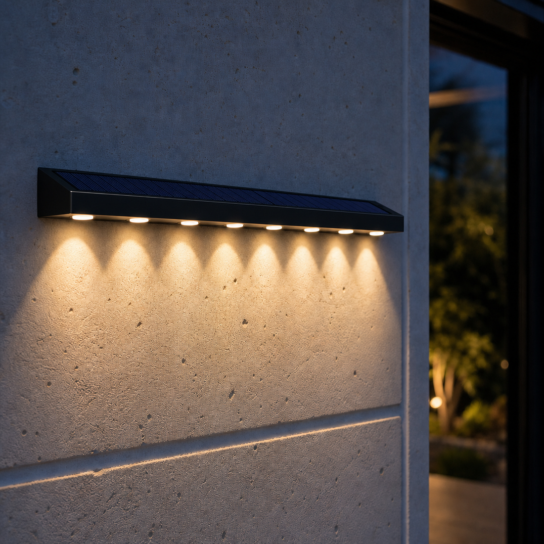 Applique solaire linéaire 8 LED - Mur, enseigne & numéro de porte