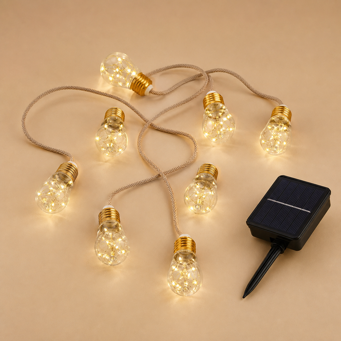 Guirlande Solaire Extérieure – Ampoules Edison LED (8 modes)