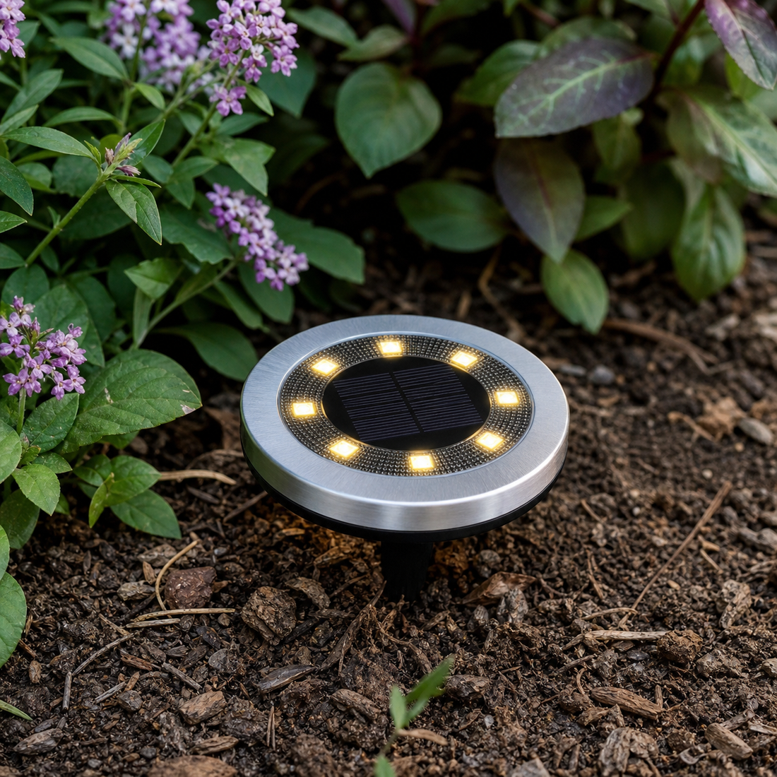 Borne Solaire Encastrable  – 4 pièces – Spot de Sol LED pour Allée & Jardin IP65