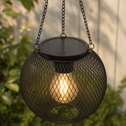 Lanterne Solaire Suspendue – Cage Métal Vintage Ampoule Edison